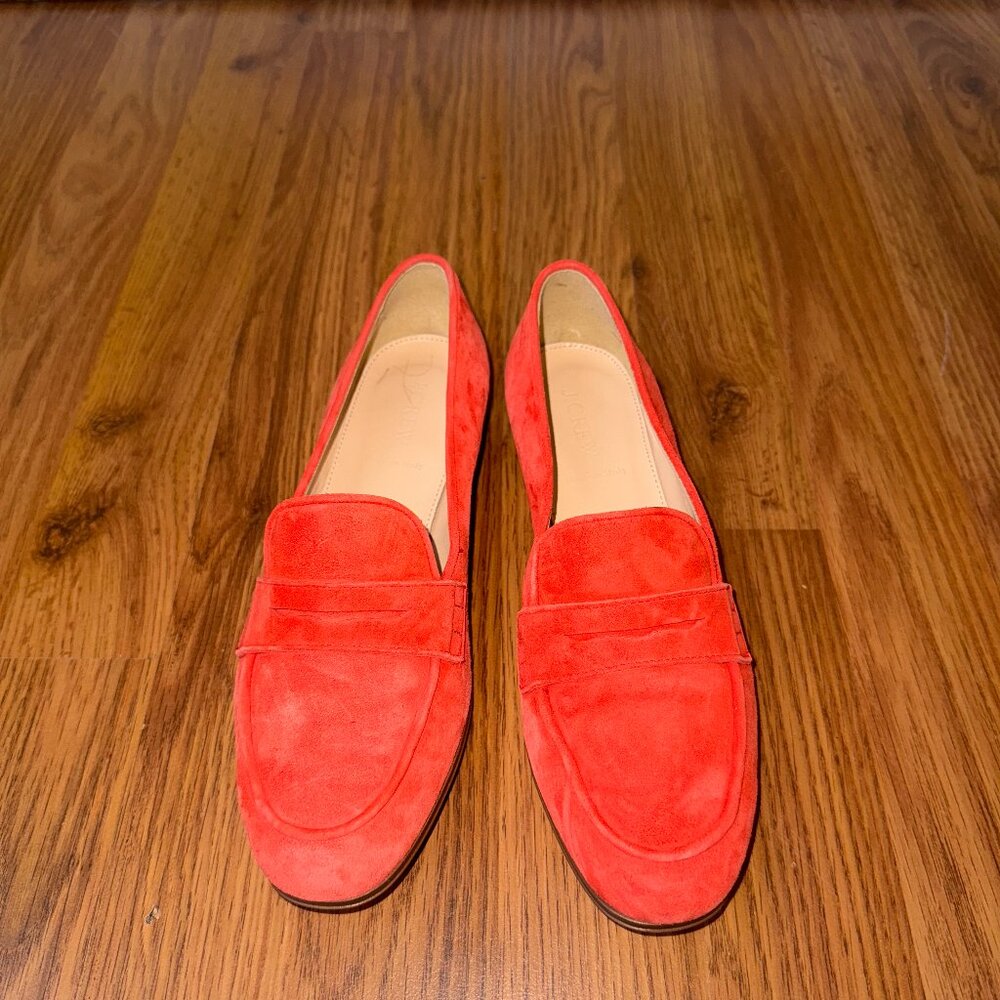 J. Crew Charlie Penny Loafers Suede Vibrant Red Size 6 NEW